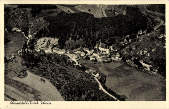 Ak Oberailsfeld Ahorntal in der Fränkischen Schweiz, Luftbild