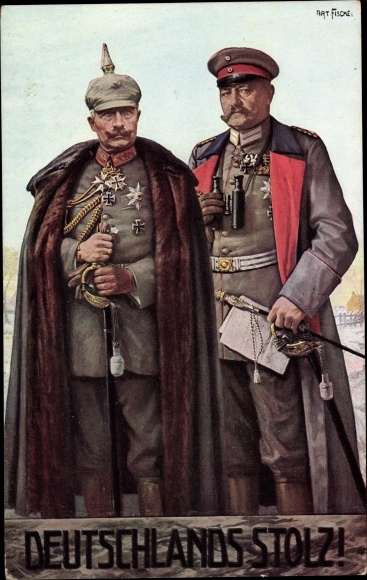 Artist PC Fischer, Germany's pride, Field Marshal Paul von Hindenburg, Kaiser Wilhelm II