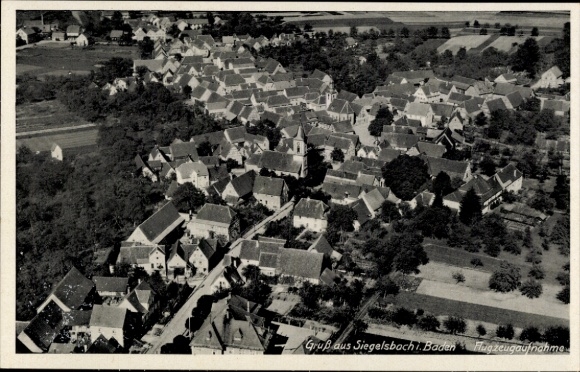 Postcard Siegelsbach in Baden, aerial photograph