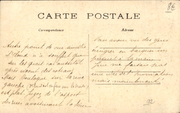 Postcard Billancourt Hauts de Seine, flood January 1910, flooded street