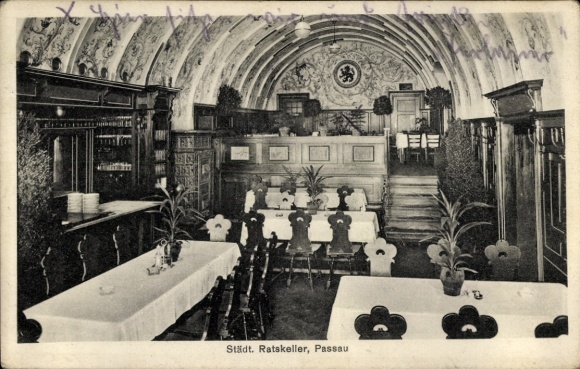 Postcard Passau in Lower Bavaria, Municipal Ratskeller