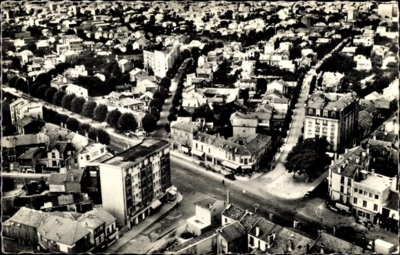 Postcard Neuilly Plaisance Seine Saint Denis, aerial view of residential areas, street view