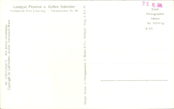 Postcard Rodt Loßburg in the Black Forest, aerial photograph