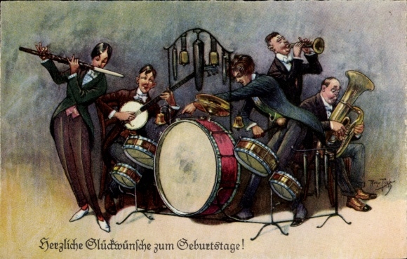 Artist Postcard Thiele, Arthur, Happy Birthday, Quintet
