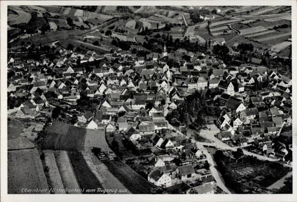 Postcard Obernbreit in Lower Franconia, aerial photograph