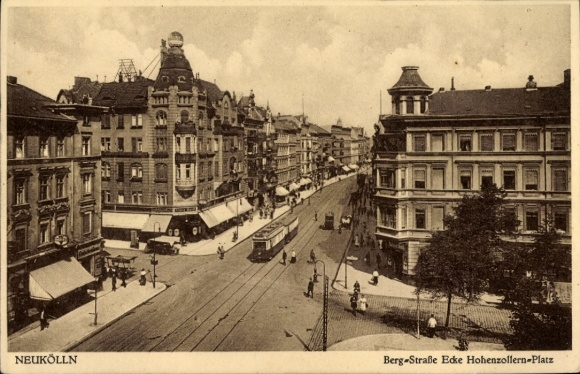 Ak Berlin Neukölln, Bergstraße Ecke Hohenzollern-Platz