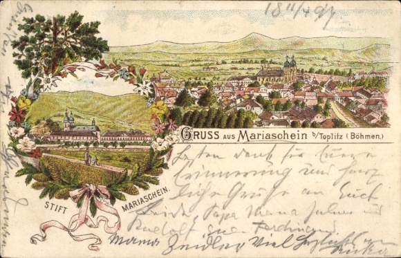 Litho Bohosudov Mariaschein Region Aussig, Totalansicht, Stift