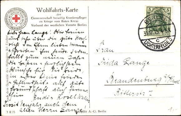 Artist Postcard Fischer, The people's thanks are certain, Empress Auguste Viktoria visits the hospital