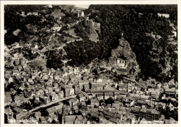 Postcard Idar Oberstein on the Nahe, aerial photograph