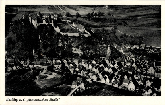 Postcard Harburg an der Wörnitz Swabia, aerial photograph