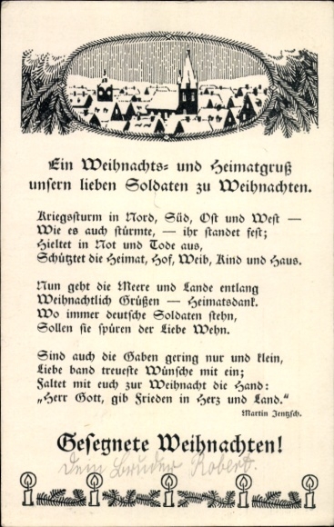 Ak Glückwunsch Weihnachten, Gedicht, Kriegsturm in Nord, Süd, Ost und West...