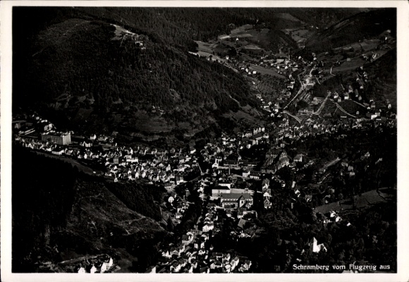 Postcard Schramberg in the Black Forest, aerial photograph