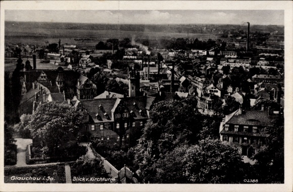 Postcard Glauchau in Saxony, general view, view from the church tower