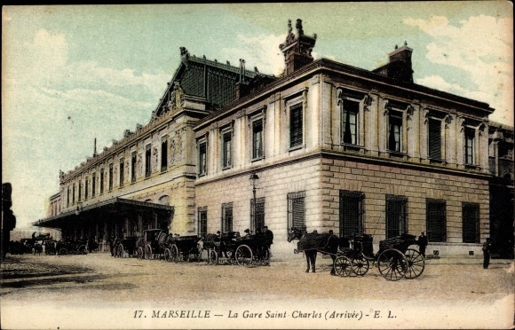 Postcard Marseille Bouches du Rhône, Gare Saint-Charles, Arrival