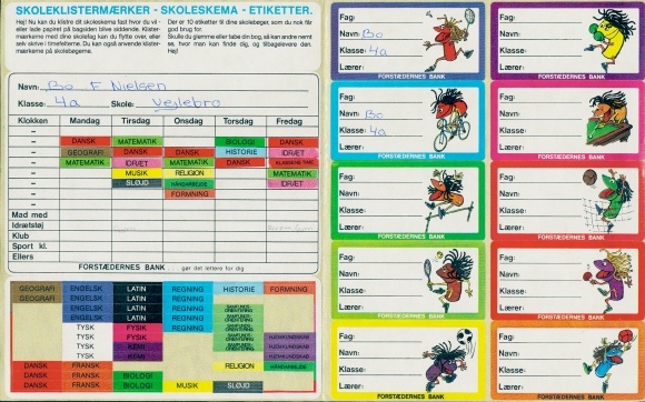 Timetable advertising, Forstædernes Bank, labels