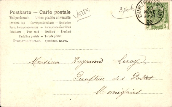 Postcard Man and woman playing billiards