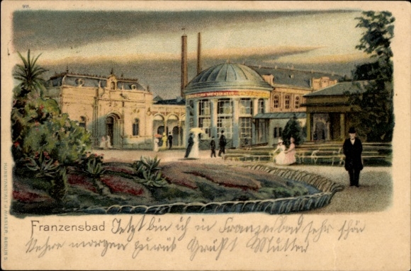 Chromo-Litho Františkovy Lázně Franzensbad Reg. Karlovy Vary, park, spa house