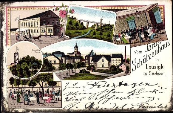 Litho Bad Lausigk Lausick in Sachsen, Restaurant zum Schützenhaus, Chamonix Tal