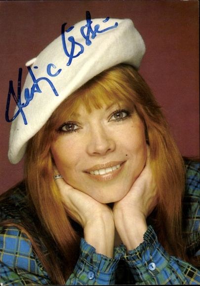 Postcard actress Katja Ebstein, portrait, autograph