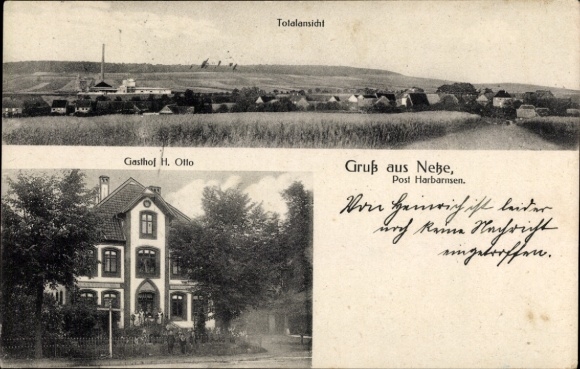 Postcard Netze Harbarnsen Lamspringe in Lower Saxony, total view, inn