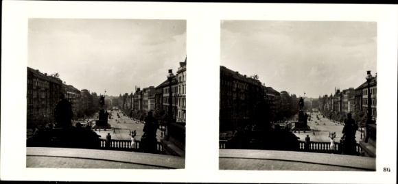Stereo spatial image photo Praha Prague, New Town, Wenceslas Square, Wenceslas Monument