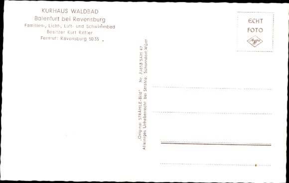 Postcard Baienfurt in Upper Swabia Württemberg, Kurhaus Waldbad, aerial photograph