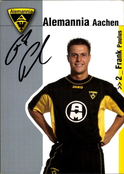 Autogrammkarte Fußballer Frank Paulus, Alemannia Aachen, Autogramm