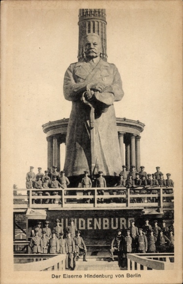 Postcard Berlin Mitte, Alexanderplatz, Hindenburg statue, soldiers, historical photographs