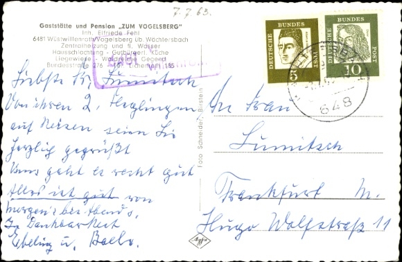 passe-partout Ak Wüstwillenroth Birstein in Hessen, Gasthof Zum Vogelsberg, panorama