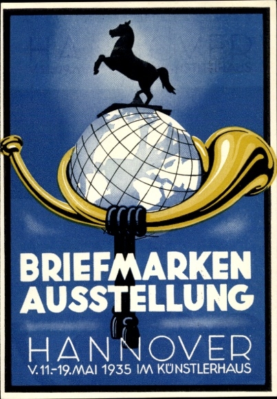 Postwaardekaart Hannover in Nedersaksen, postzegeltentoonstelling 1935 in het Künstlerhaus