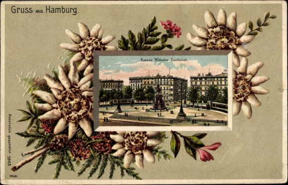 Embossed PC Hamburg Mitte, Kaiser Wilhelm monument