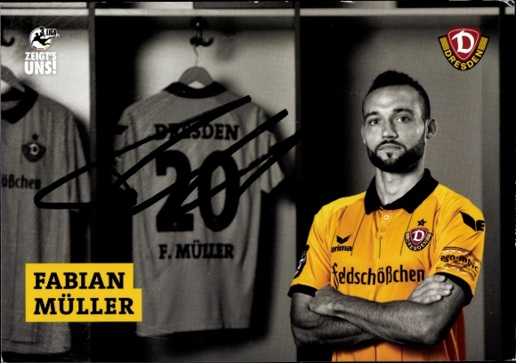 Autogrammkarte Fußballer Fabian Müller, SG Dynamo Dresden, Autogramm