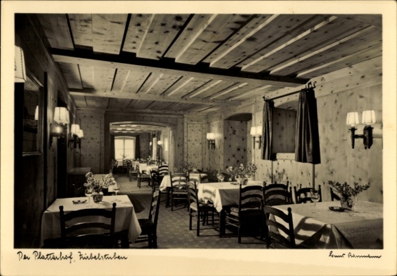 Ak Obersalzberg Berchtesgaden in Oberbayern, Gasthaus Platterhof, Innenansicht