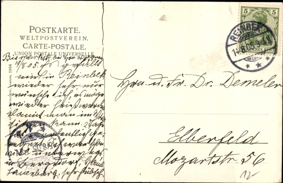 Postcard Reinbek in Schleswig Holstein, street section, business Wilh. Krohn Ww., steeple