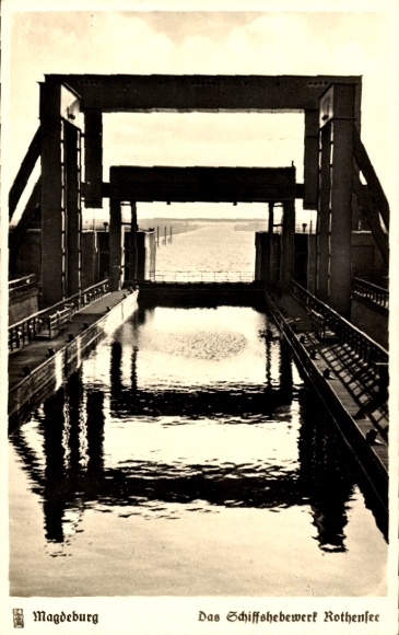 Postcard Magdeburg in Saxony-Anhalt, The Rothensee Boat Lift