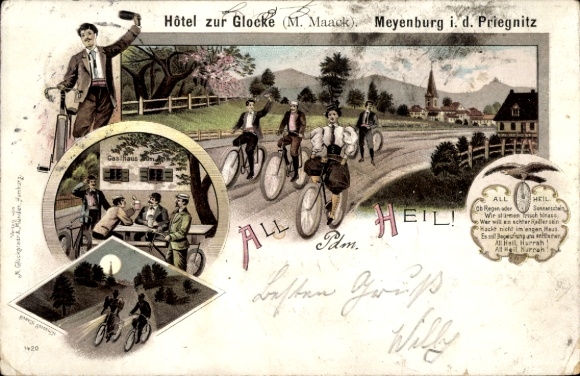 Moonlight Chromo-Litho Meyenburg in der Prignitz, Hotel zur Glocke