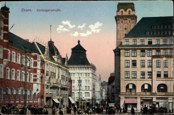 Postcard Essen im Ruhrgebiet, Kettwigerstraße, street scene