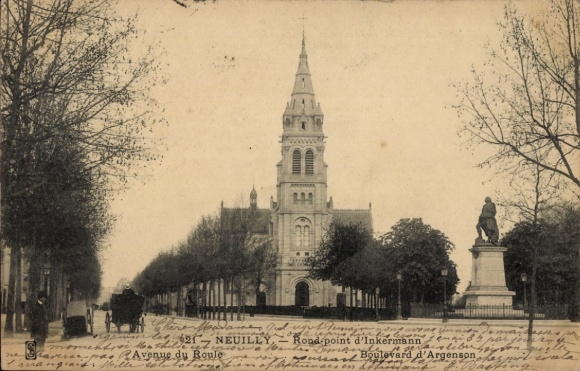 Ak Neuilly sur Seine Hauts de Seine, Kirche, Boulevard d'Argenson, Rond-point d'Inkermann, Avenue