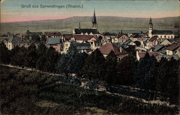Ansichtkaart Sprendlingen in Rheinhessen, gedeeltelijk aanzicht