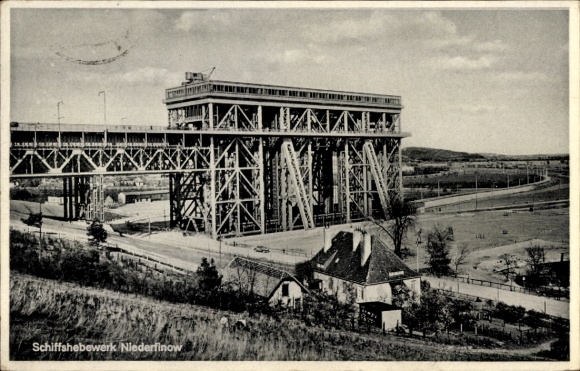 Postcard Niederfinow in Barnim, ship lift