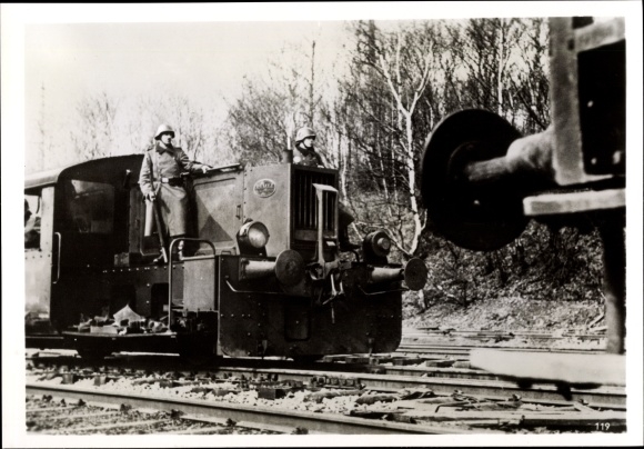 Photo A French freight train captured by German soldiers on the western front, May 1940, II WW