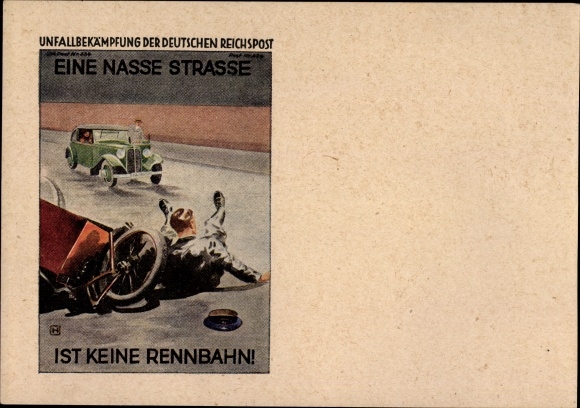Postcard accident prevention of the Deutsche Reichspost, traffic accident