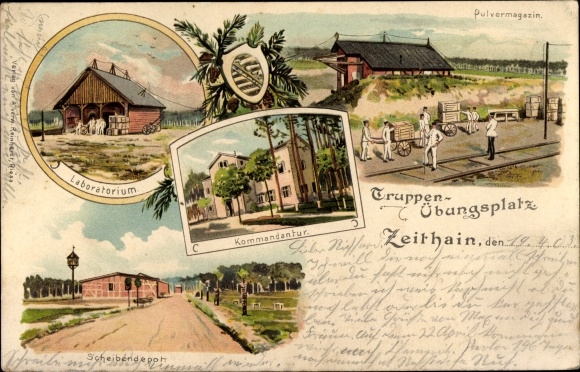 Chromo-Litho Zeithain in Saxony, military training area, laboratory, powder magazine, headquarters