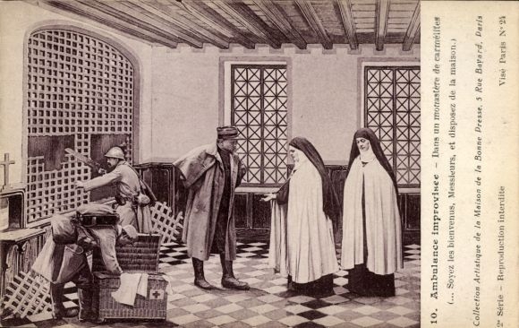PC French soldiers and nuns, Red Cross, I WW