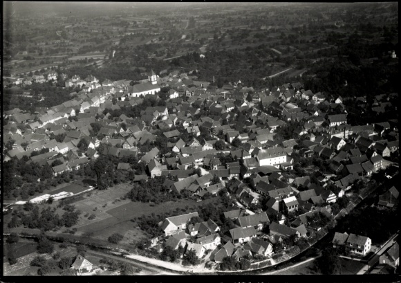 Postcard Renchen am Schwarzwald, rooftops from above