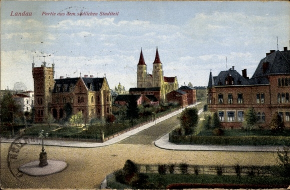 Postcard Landau in der Pfalz, Church