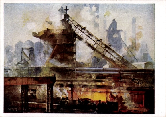 Artist Postcard Gerwin, Franz, Blast Furnaces, HDK 157