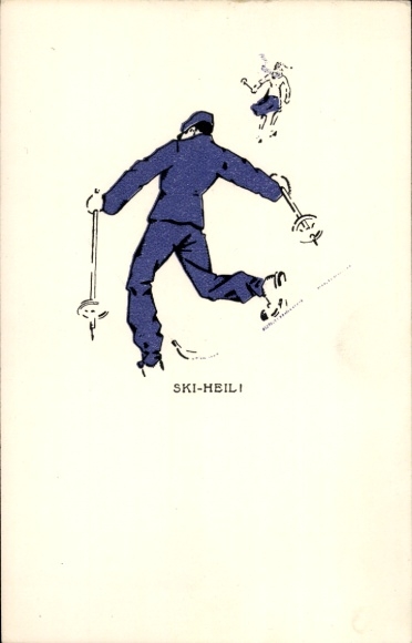 Künstler Ak Ski-Heil, Skiläufer