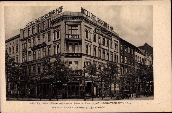 Postcard Berlin Kreuzberg, Hotel Preussischer Hof, Königgrätzer Strasse 117