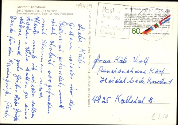 Coat of arms Postcard Visbek in Lower Saxony, Gasthof Dieckhaus, interior view